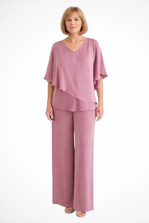 Conjunto de dos piezas para mujer con pantalones anchos y fluidos para estar en casa