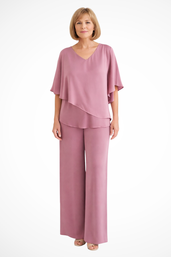 Conjunto de dos piezas para mujer con pantalones anchos y fluidos para estar en casa