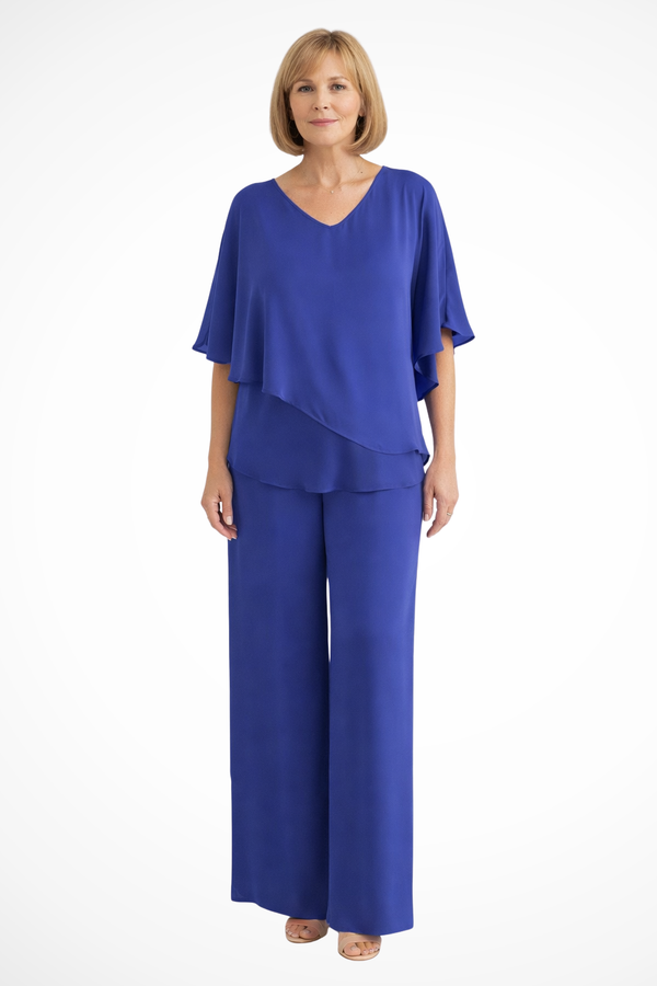 Conjunto de dos piezas para mujer con pantalones anchos y fluidos para estar en casa