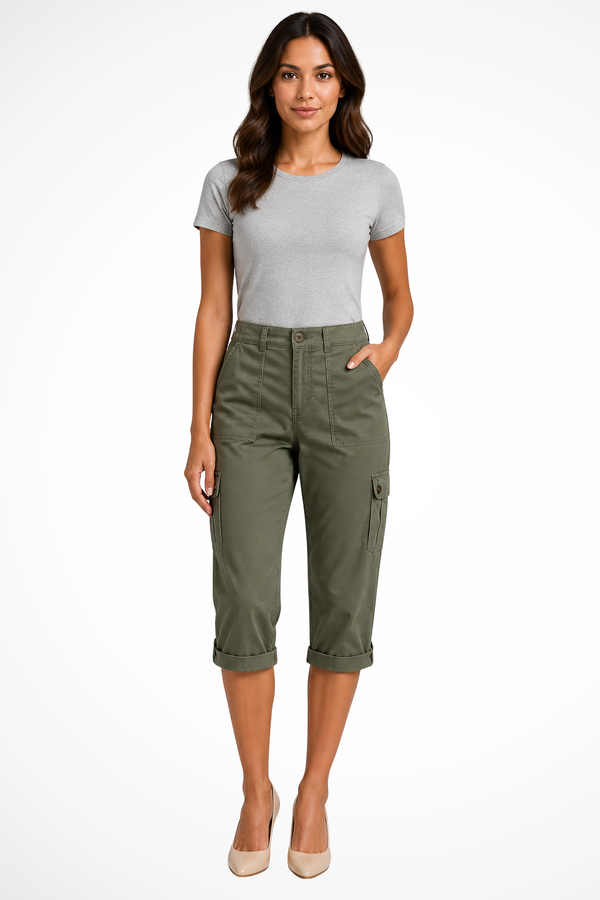 Pantalones Cortos Cargo para Mujer con Dobladillo Enrollado
