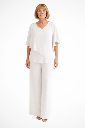 Conjunto de dos piezas para mujer con pantalones anchos y fluidos para estar en casa
