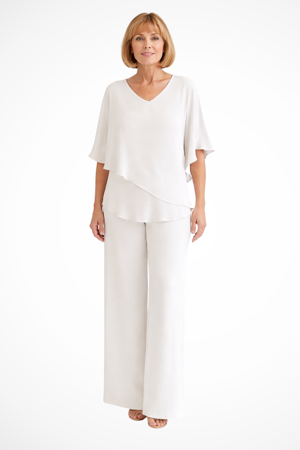 Conjunto de dos piezas para mujer con pantalones anchos y fluidos para estar en casa