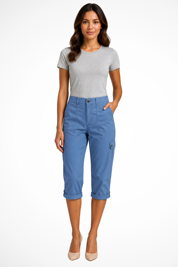 Pantalones Cortos Cargo para Mujer con Dobladillo Enrollado