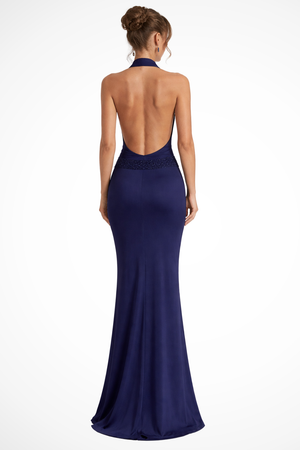 Vestido Maxi de Satén Halter con Drapeado para Mujer