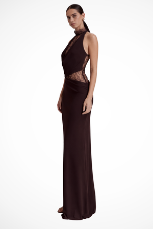 Women's Halter Neck Lace Maxi Dress Wedding Guest