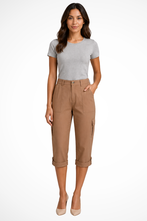 Pantalones Cortos Cargo para Mujer con Dobladillo Enrollado