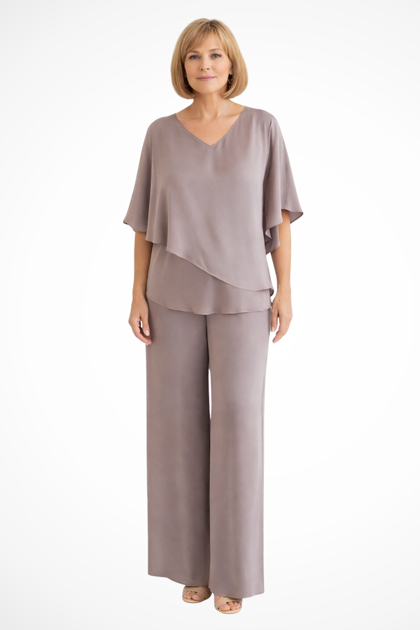 Conjunto de dos piezas para mujer con pantalones anchos y fluidos para estar en casa