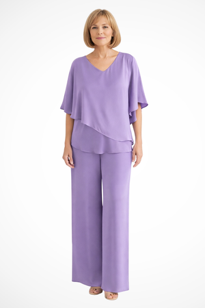Conjunto de dos piezas para mujer con pantalones anchos y fluidos para estar en casa