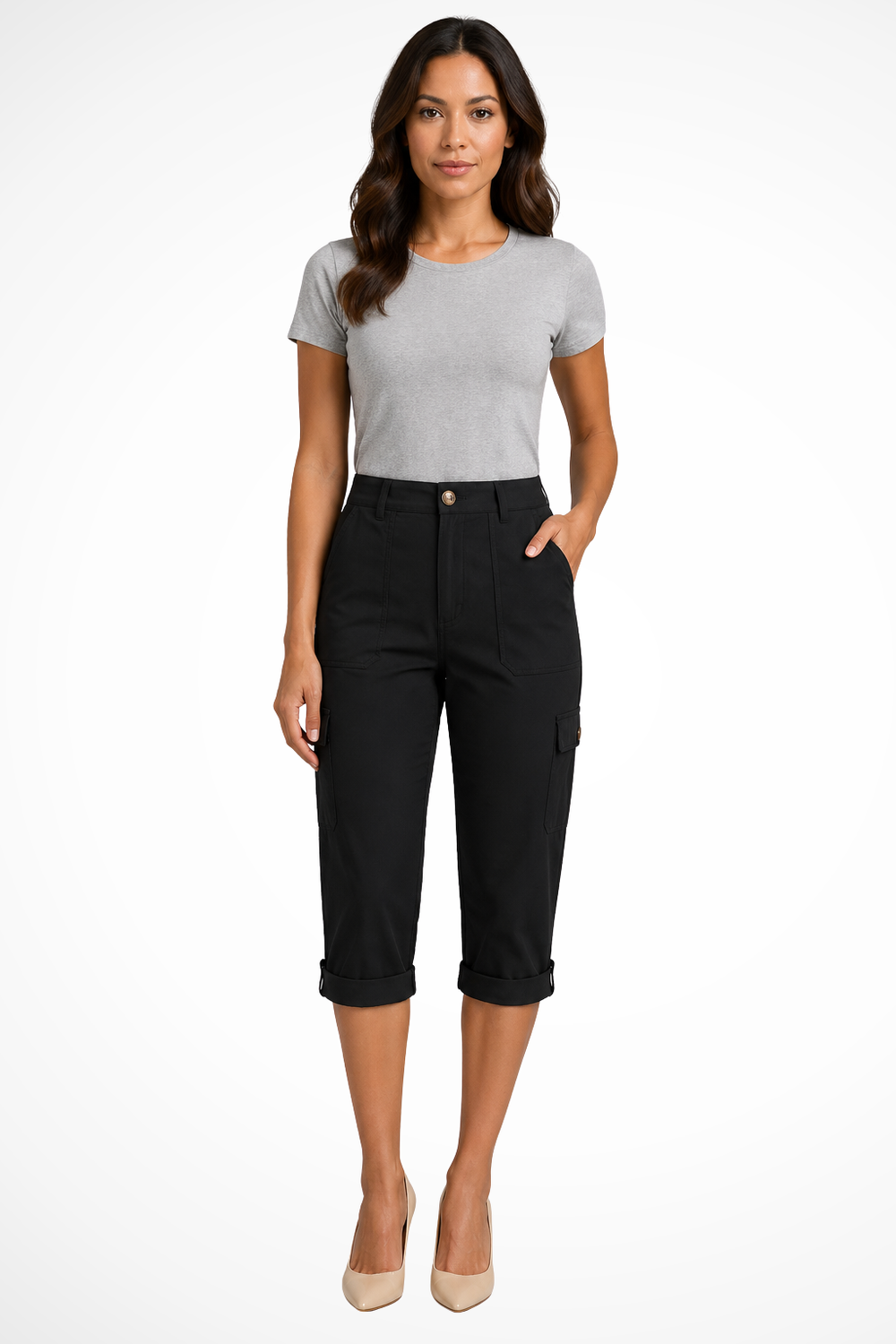 Pantalones Cortos Cargo para Mujer con Dobladillo Enrollado