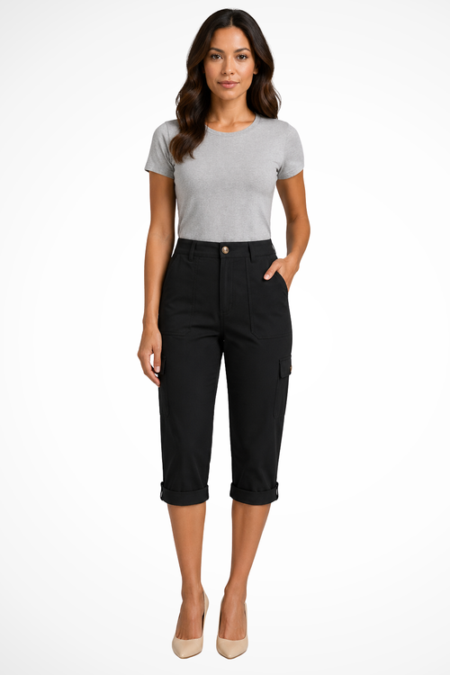 Pantalones Cortos Cargo para Mujer con Dobladillo Enrollado