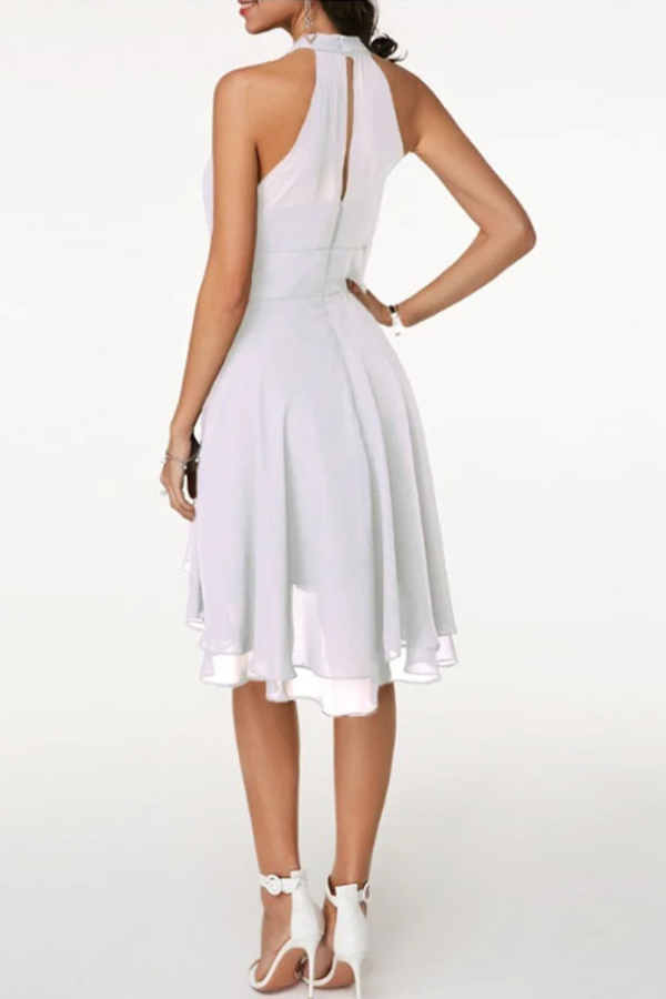 Women’s Halter Neck Cocktail Mini Dress with Ruffles