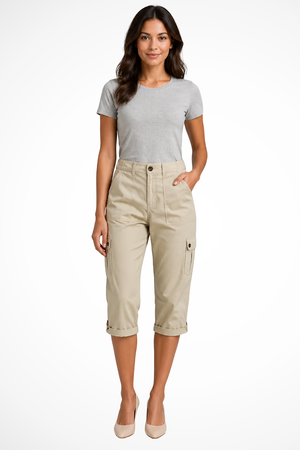 Pantalones Cortos Cargo para Mujer con Dobladillo Enrollado