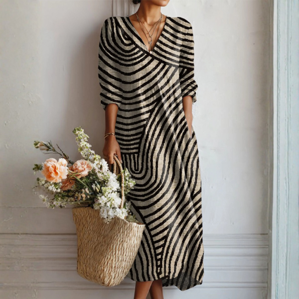 Women’s Floral Print V Neck Boho Midi Dress