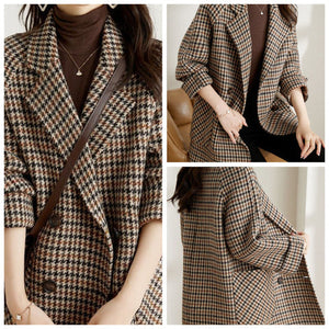 Women's Classic Houndstooth Blazer Coat