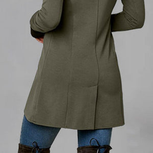 Women's Asymmetrical Button Jacket with High Neck