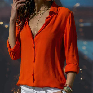 Classic Button-Up Relaxed Fit Blouse for Women