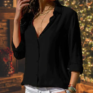 Classic Button-Up Relaxed Fit Blouse for Women