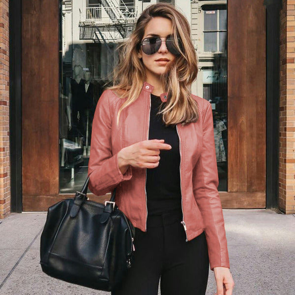 Women's Slim Fit Biker Zip-Up Jacket