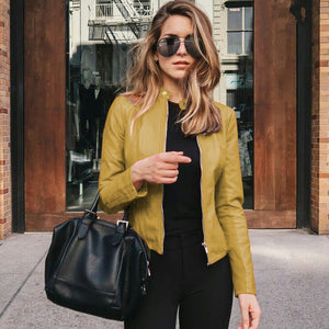 Women's Slim Fit Biker Zip-Up Jacket