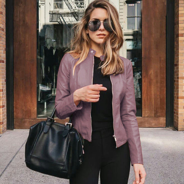 Women's Slim Fit Biker Zip-Up Jacket