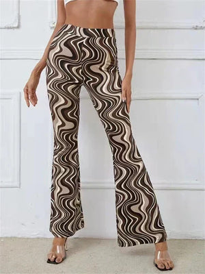 Pantalones acampanados con estampado retro wave para mujer