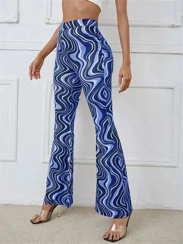Pantalones acampanados con estampado retro wave para mujer