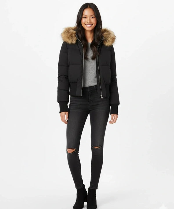 Women's Quilted Winter Jacket Removable Hood