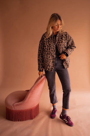 Leopard Print Women’s Relaxed Fit Bomber Jacket