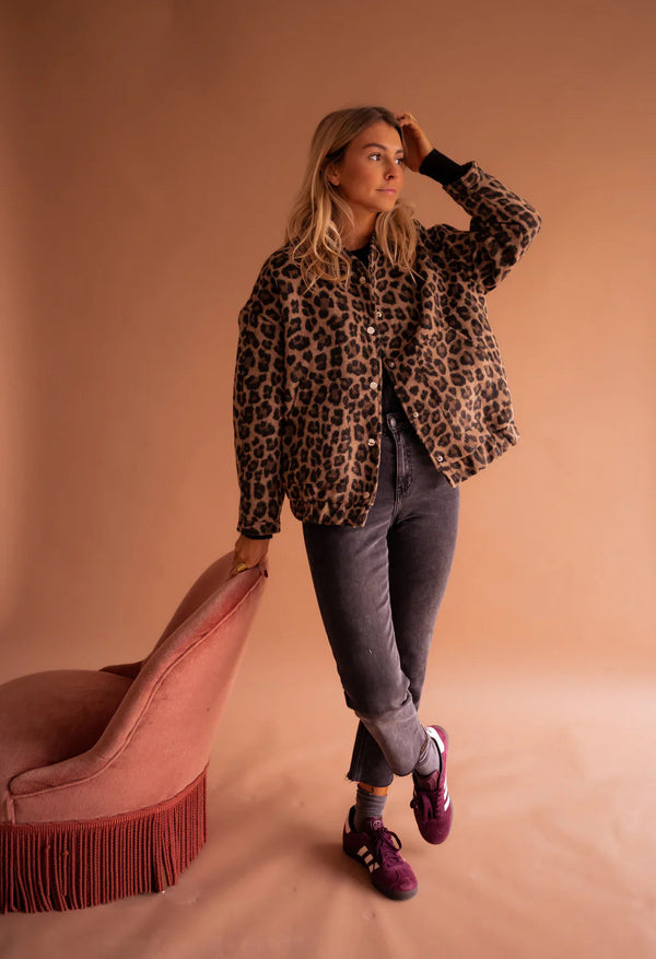 Leopard Print Women’s Relaxed Fit Bomber Jacket
