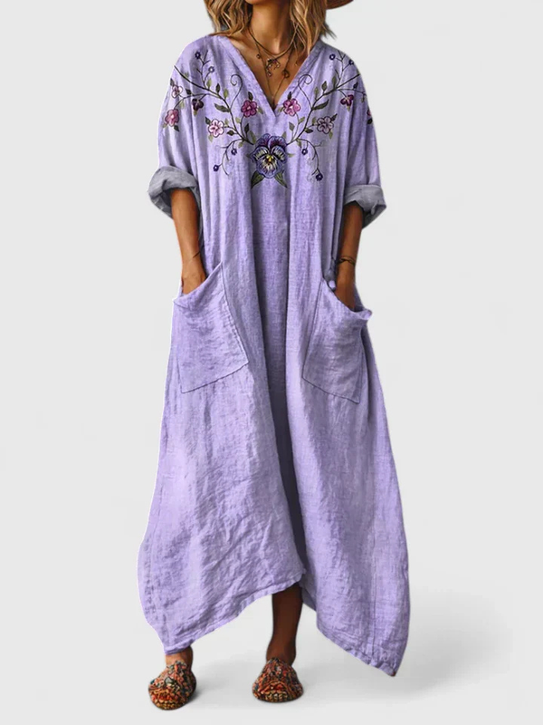 Women's Bohemian Oversized Patchwork Maxi Jumpsuit with Pockets