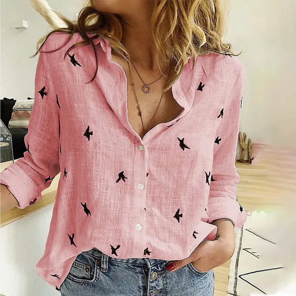 Elegant Printed Button-Up Blouse
