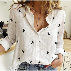 Elegant Printed Button-Up Blouse