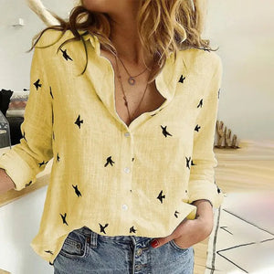 Elegant Printed Button-Up Blouse