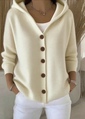 Women's Hooded Button Casual Knit Cardigan