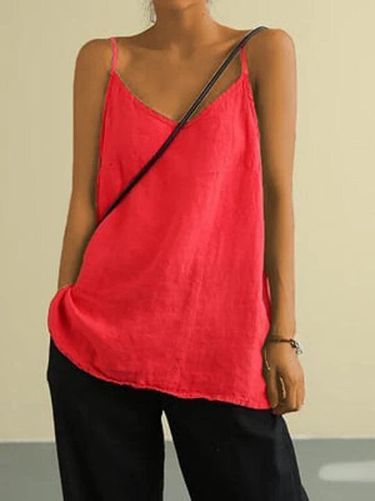 Lightweight Linen Spaghetti Strap Top