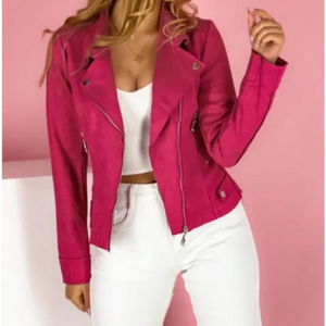 Women’s Moto Style Jacket with Zip Closure