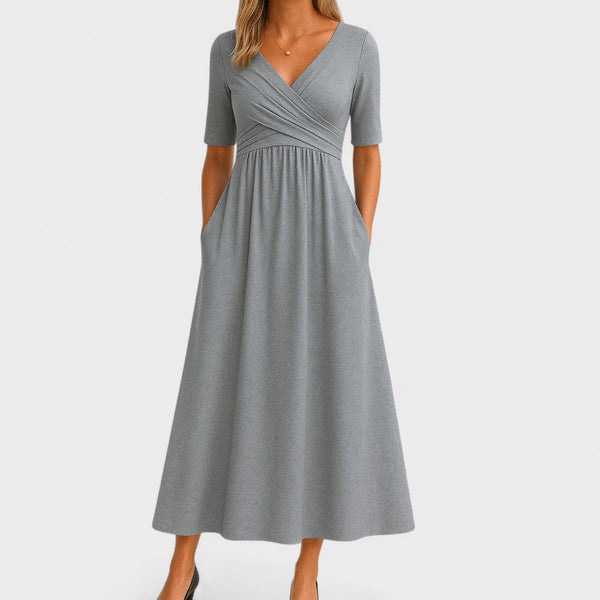 Women's Midi Wrap Dress with V-Neckline