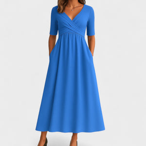 Women's Midi Wrap Dress with V-Neckline