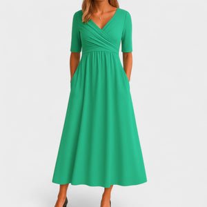 Women's Midi Wrap Dress with V-Neckline