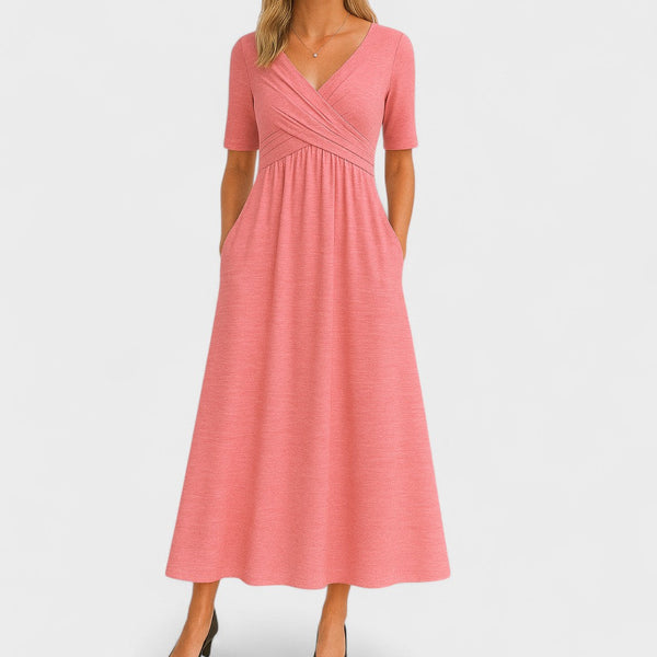 Women's Midi Wrap Dress with V-Neckline
