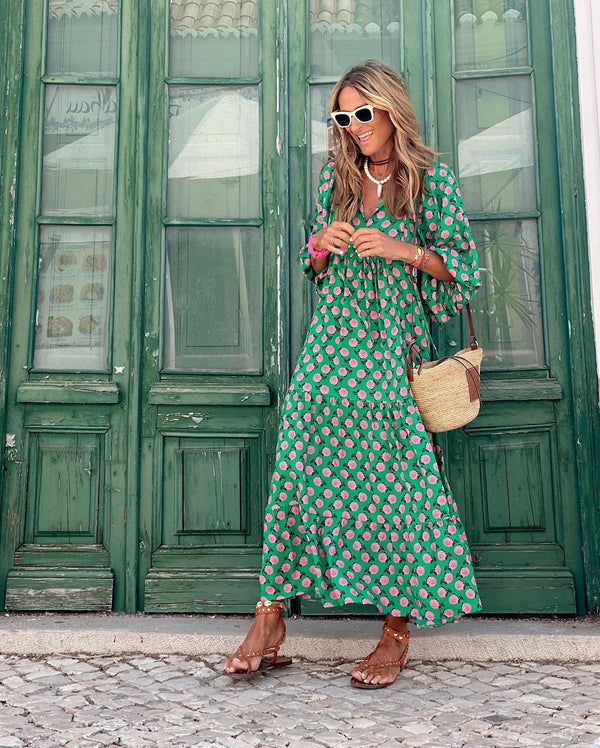 Women’s Boho Geometric Print Maxi Dress