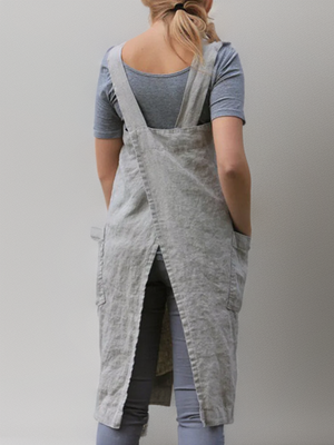Vestido midi de mujer holgado, tipo delantal y con escote cuadrado