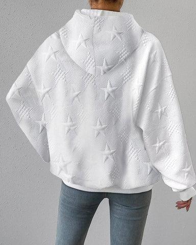 Sudadera con capucha para mujer, oversize, con textura de estrellas