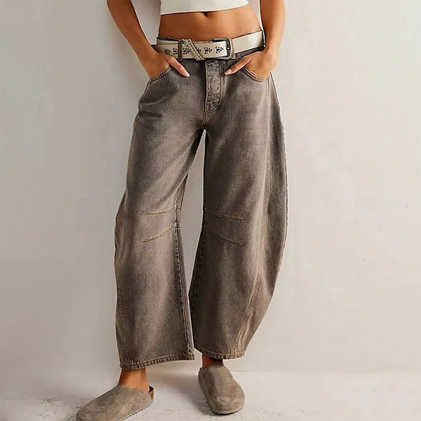 Pantalones de mujer de talle alto, pierna ancha y corte cropped