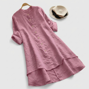 Women's Button-Front Tiered Midi Dress with Relaxed Flowy Silhouette