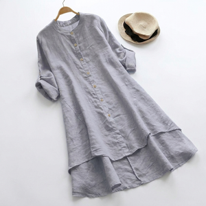 Women's Button-Front Tiered Midi Dress with Relaxed Flowy Silhouette