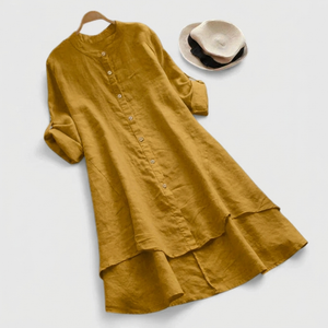 Women's Button-Front Tiered Midi Dress with Relaxed Flowy Silhouette