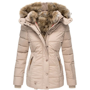 Women’s Hooded Puffer Winter Jacket with Faux Fur Trim