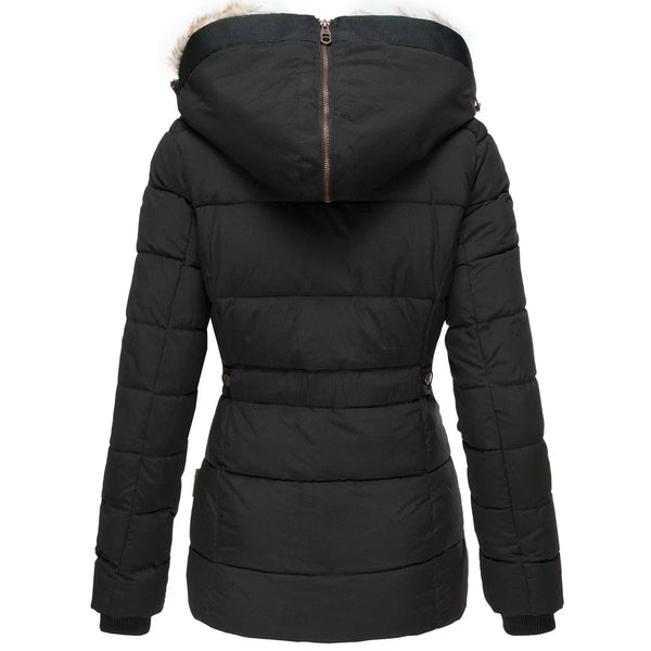 Women’s Hooded Puffer Winter Jacket with Faux Fur Trim
