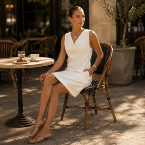 Women's Cowl Neck Mini Dress with Pockets